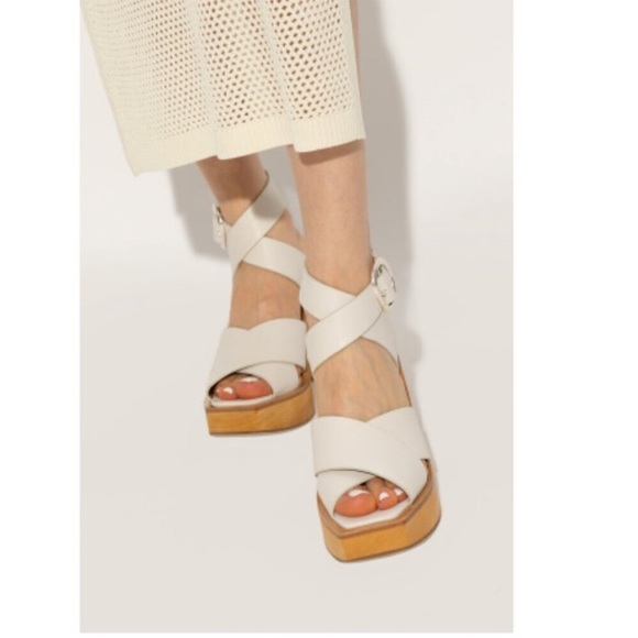 Rag & Bone Santiago Wedge Sandals Sz 40 Antique White, New,Cross-Strap Platform - Picture 1 of 12